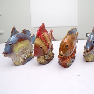 Set 4 Tradewind Bay By The Shore Ceramic 5" Fish Figurines Tropical Marine Ocean
